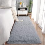 Grey Plush Fluffy Shag NonShedding Runner Rug