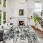 Tiedyed ultra soft fluffy furry shag area rug, 6x9 for living room, bedroom, indoor floor, aesthetic carpet for kids home, dark grey.