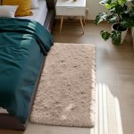 Beige Small Fluffy Shag Entryway Area Rug