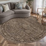 Dark Brown Traditional Farmhouse LowPile Rug