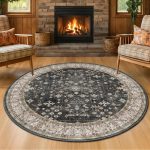 Black Moody Vintage Boho Washable LowPile Rug