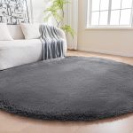 Dark Grey Fluffy Shaggy Washable Rug