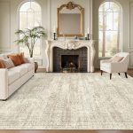Washable floral vintage large soft boho nonslip stain resistant carpet, 8x10 for living room, bedroom, dining room, farmhouse, nursery, home office, dark green.
