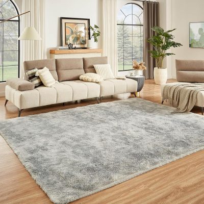 Grey Moroccan washable nonslip foldable low pile rug.
