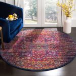 Blue Fuchsia Oriental Medallion NonShedding Rug