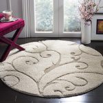 Cream Beige ScrollPattern HighLow Plush Rug